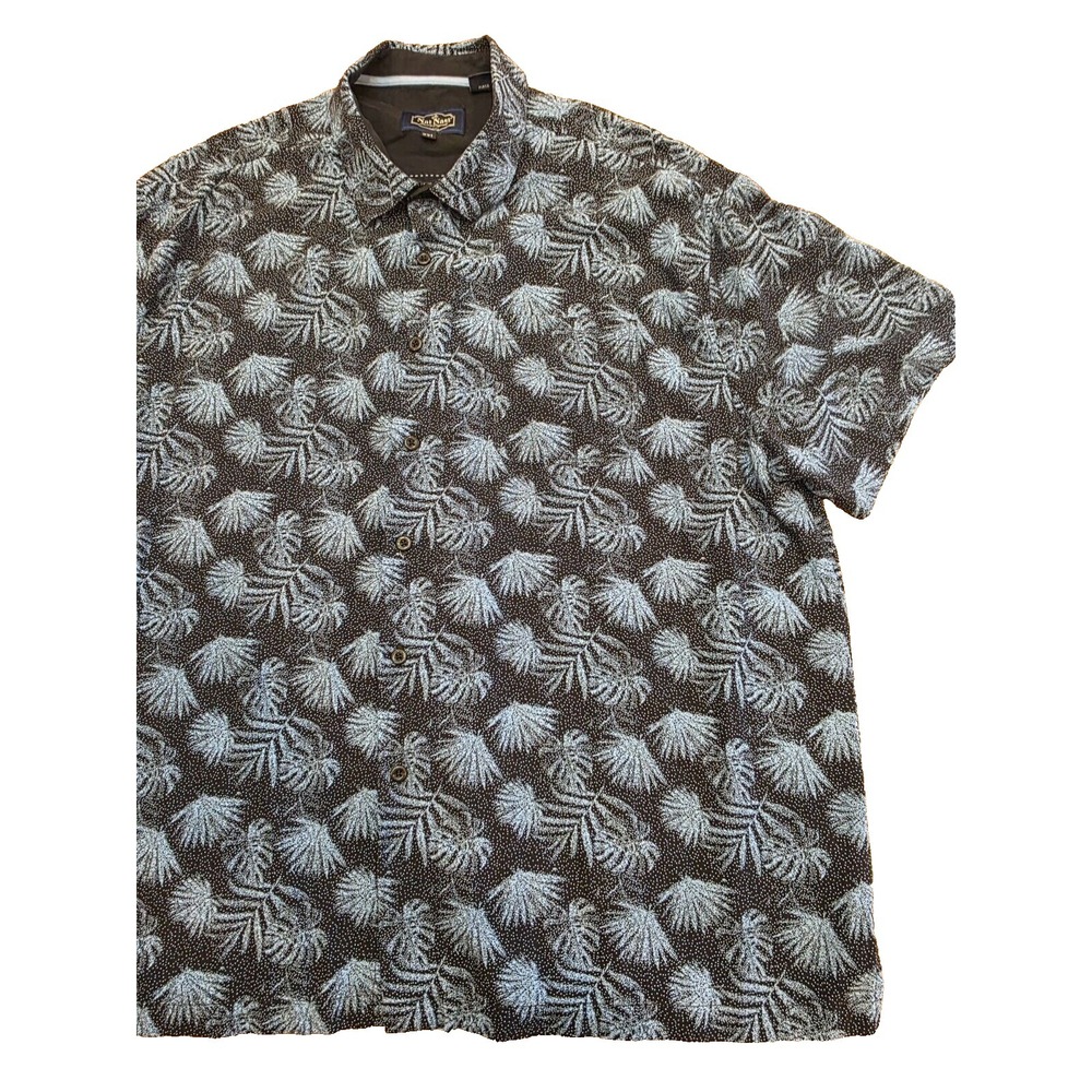 Nat Nast Men's Palms Button Down Shirt 70% Silk 30% Blue Cotton Sz XXL